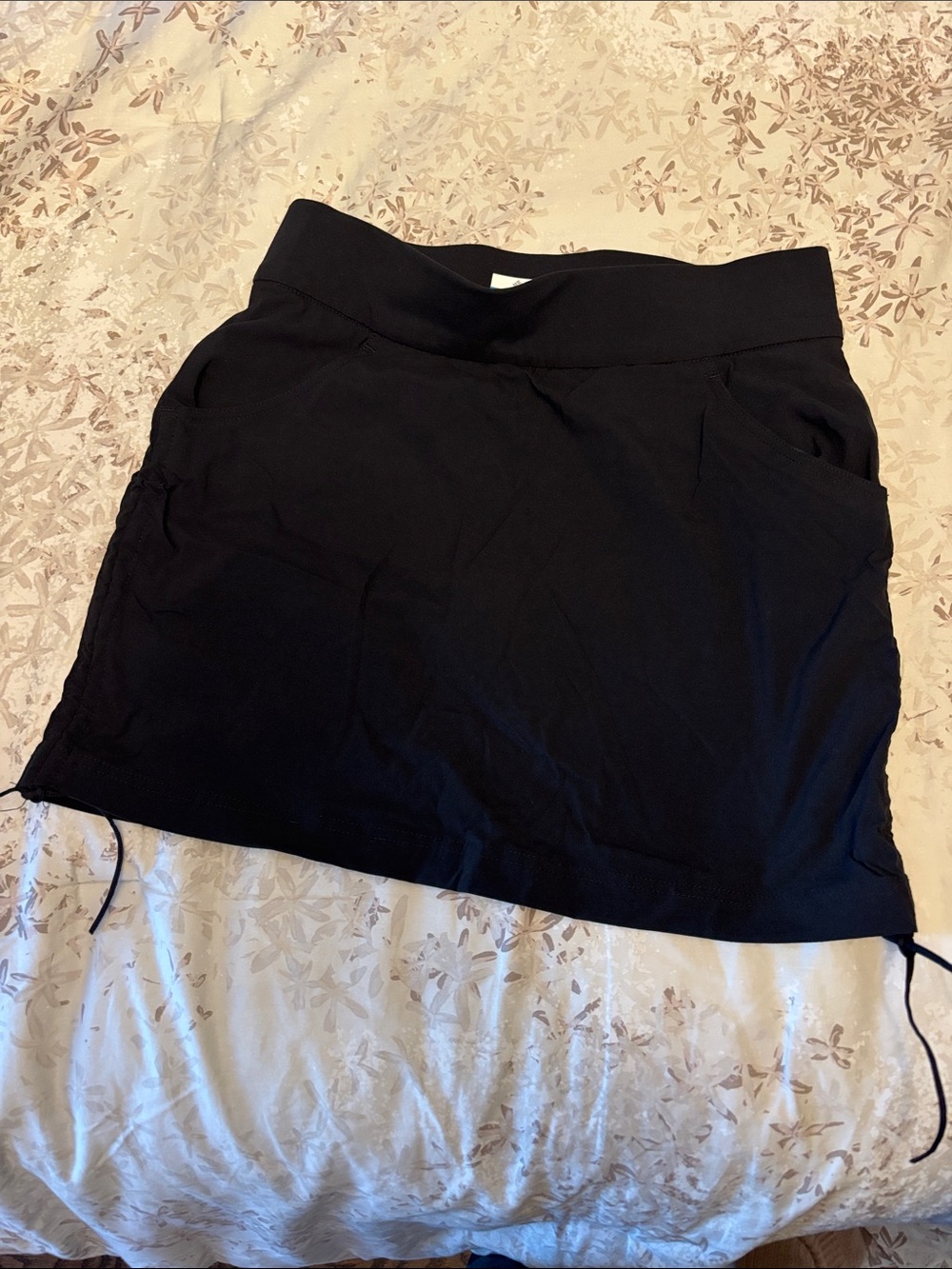 Columbia Black Mini Skirt with Drawcord Hem